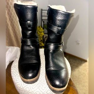 NAUTICA Black Zip Up Boots - Fur Sherpa Lined Boots Size 9